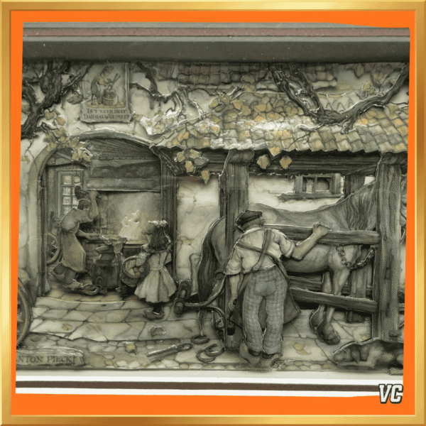 Anton Pieck - De Hoefsmid - 3D papierreliëf - 22 x 15 cm