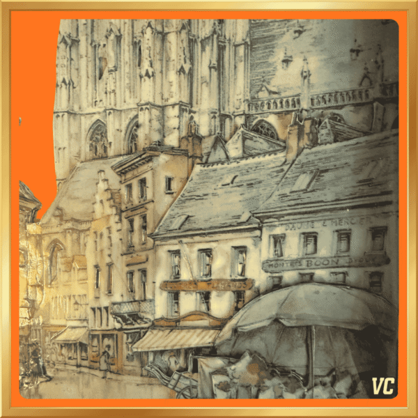 Anton Pieck - Groenplaats Antwerpen - 3D papierreliëf - 22 x 15 cm