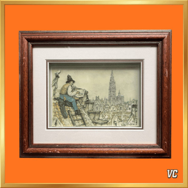 Anton Pieck - OLV Kathedraal Antwerpen - 3D papierreliëf - 22 x 15 cm