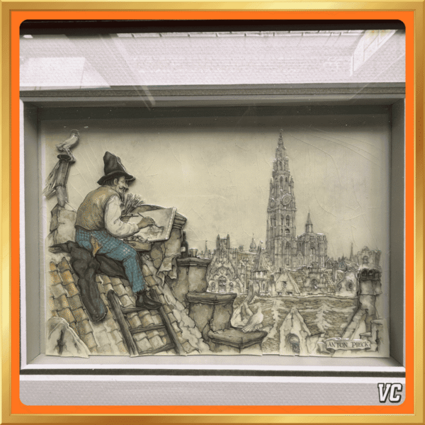 Anton Pieck - OLV Kathedraal Antwerpen - 3D papierreliëf - 22 x 15 cm